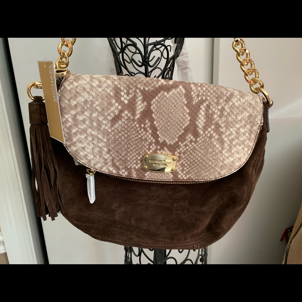 NWT Michael Kors Suede Snakeskin Bag